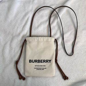 Burberry Leather Trimmed Printed Canvas Bag